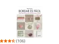 Muestra de libro "Bordar es Fácil" con diversos patrones de hojas bordadas y técnicas paso a paso.