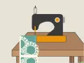 Máquina de coser sobre una mesa, lista para coser los encajes en telas.