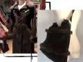 Abrigo largo de gamuza marrón con detalles de pelo, ideal para aprender como tunear un abrigo viejo y darle un toque único.