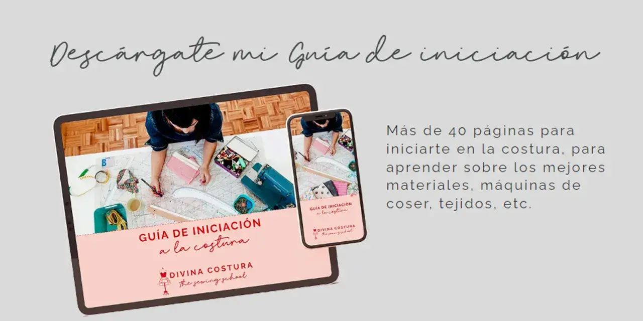 Guía de iniciación a la costura en tablet y móvil, ideal para cursos de costura para principiantes. Aprende sobre materiales y máquinas.