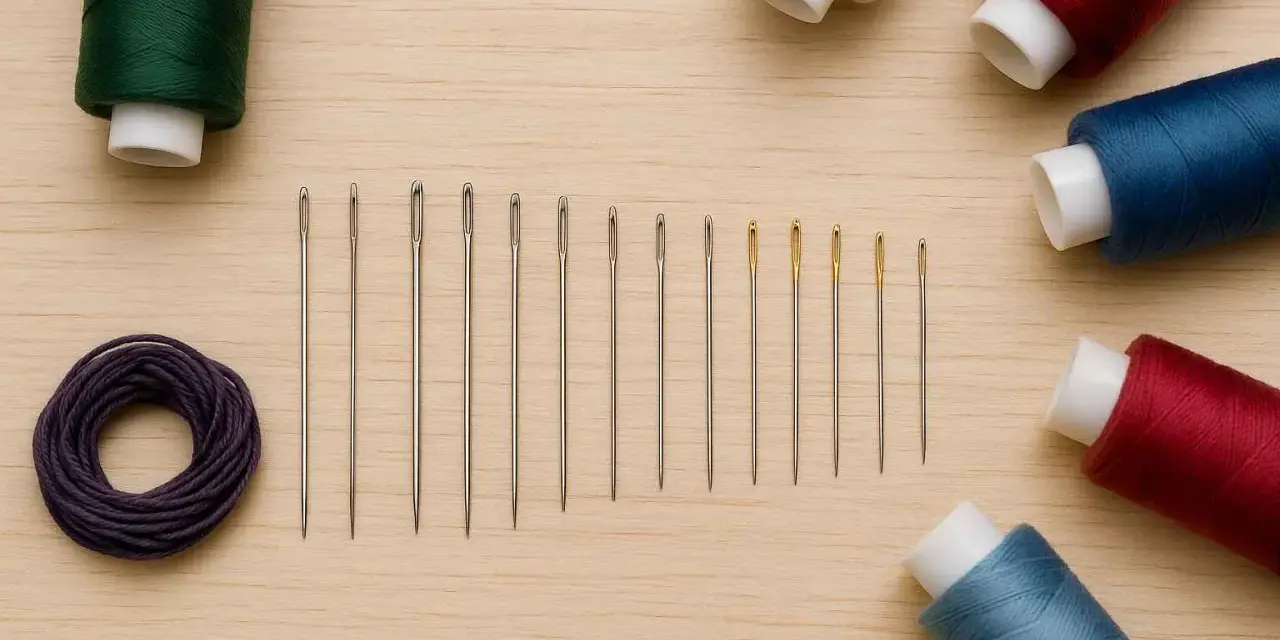 Hilos de colores y agujas de coser, perfectos para tu próximo proyecto de blog de costura.