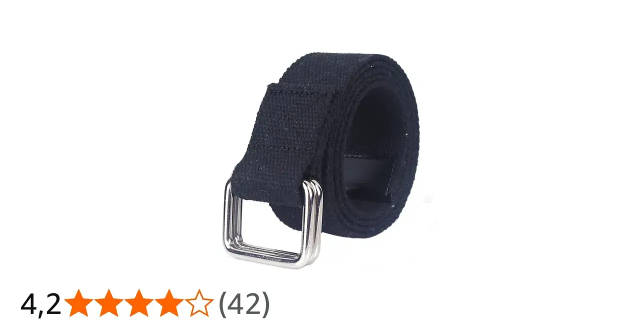 Cinturón negro de tela con hebilla plateada. Ideal para aprender como hacer un cinturón casero.
