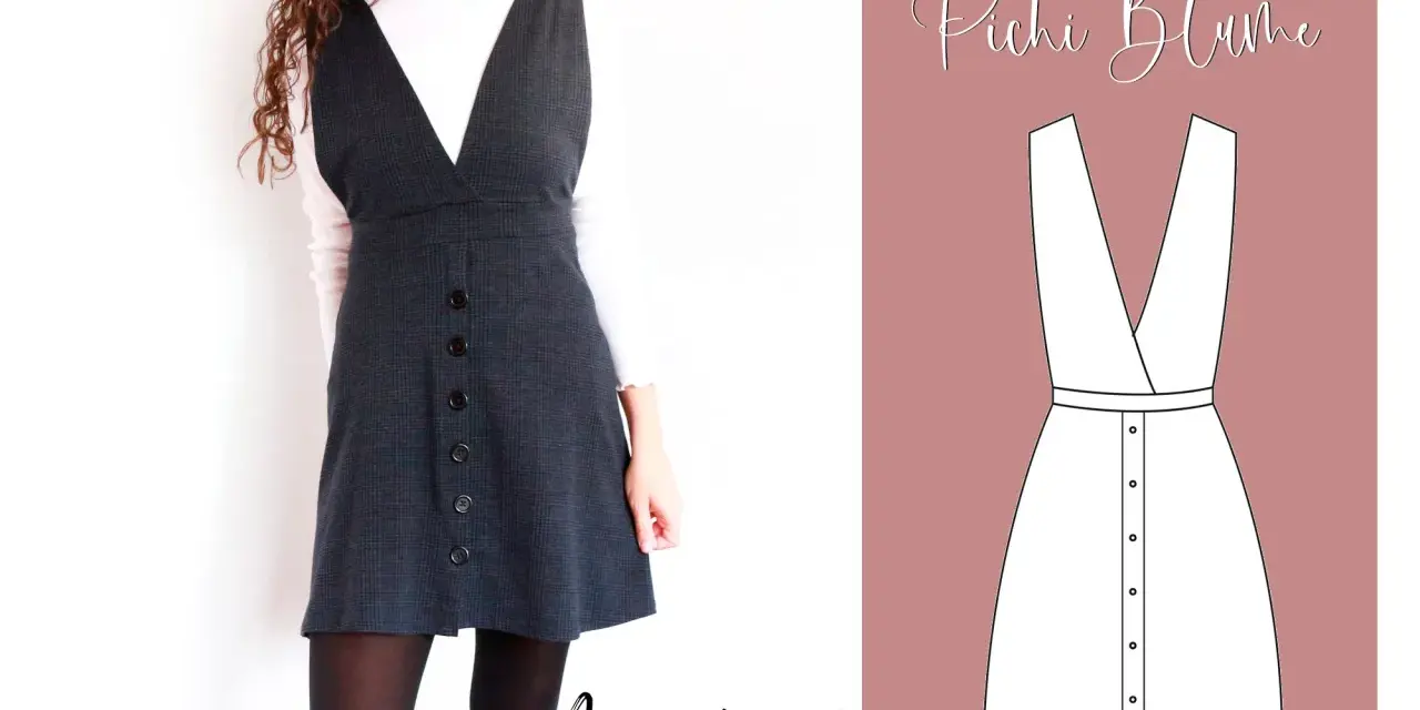 Patrón de pichi mujer con botones frontales y escote en V. Ideal para crear un look moderno y chic.