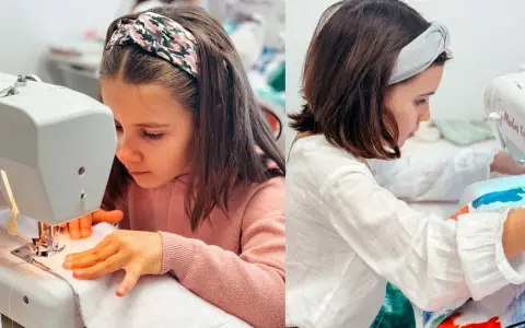 Niñas aprendiendo a coser, ideas para blogs de costura para niños.