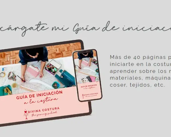 Guía de iniciación a la costura en tablet y móvil, ideal para cursos de costura para principiantes. Aprende sobre materiales y máquinas.