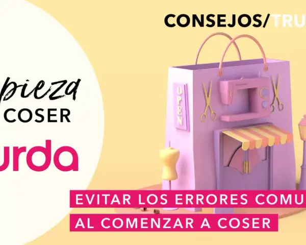 Aprende a coser con Burda. Consejos para evitar errores comunes al empezar. Máquina de coser, tijeras y maniquí en una tienda de ensueño.