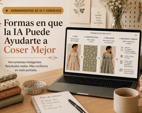 Herramientas de IA para tus blogs de costura: simula telas en vestidos, obtén consejos y mejora tus creaciones. ¡Coser mejor es posible!