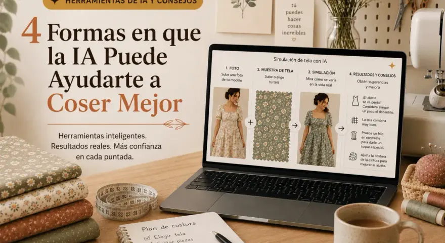Herramientas de IA para tus blogs de costura: simula telas en vestidos, obtén consejos y mejora tus creaciones. ¡Coser mejor es posible!