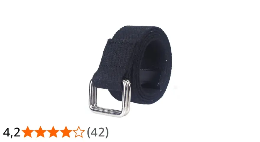 Cinturón negro de tela con hebilla plateada. Ideal para aprender como hacer un cinturón casero.