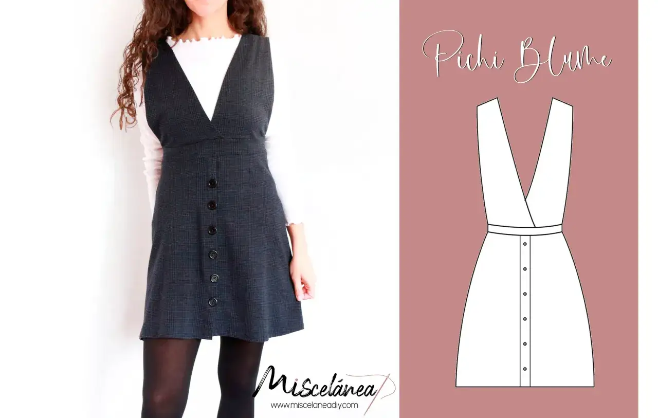 Patr&oacute;n de pichi mujer con botones frontales y escote en V. Ideal para crear tu propio estilo.